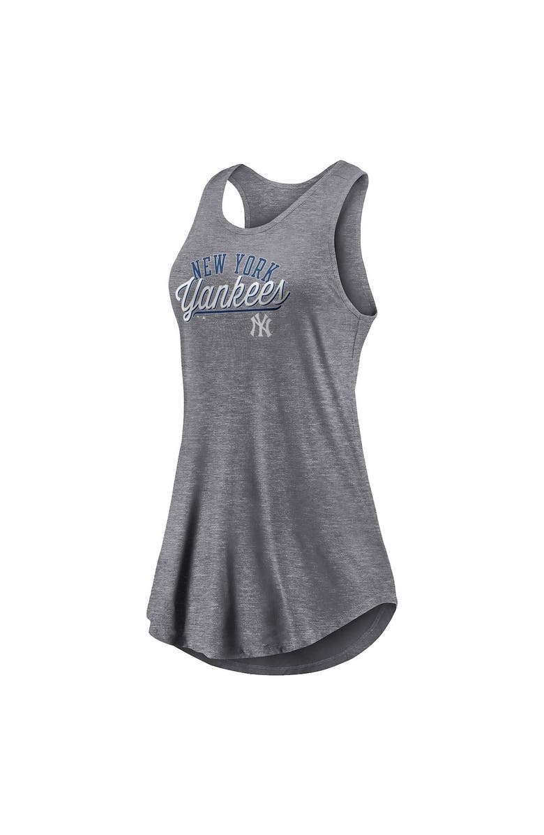 FANATICS Women's Fanatics Branded Heather Gray New York Yankees Simplicity Swing Racerback Scoop Neck Tank Top, Alternate, color, Heather Gray