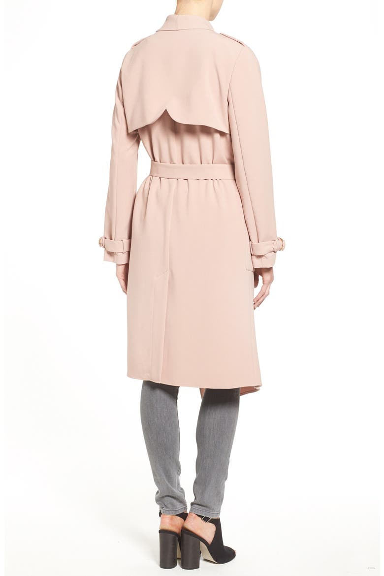 Drape Front Water Repellent Wrap Trench Coat, Alternate, color, BLUSH