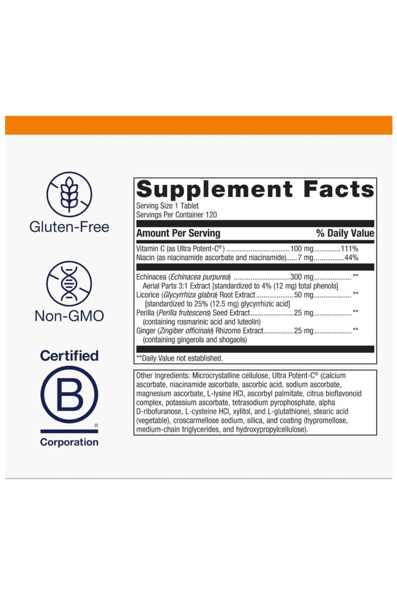 Echinacea Synergy Herbal Immune Support Supplement 120 Tablets, Alternate, color, None