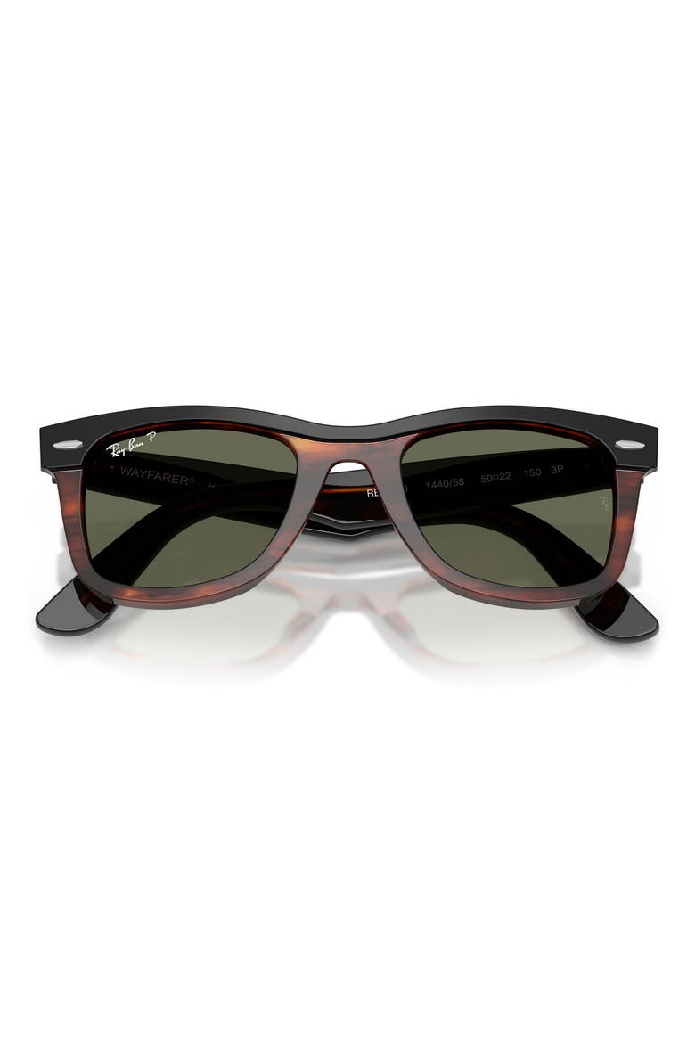 50mm Wayfarer Polarized Square Sunglasses, Alternate, color, BLACK ON HAVANA / POLAR GREEN