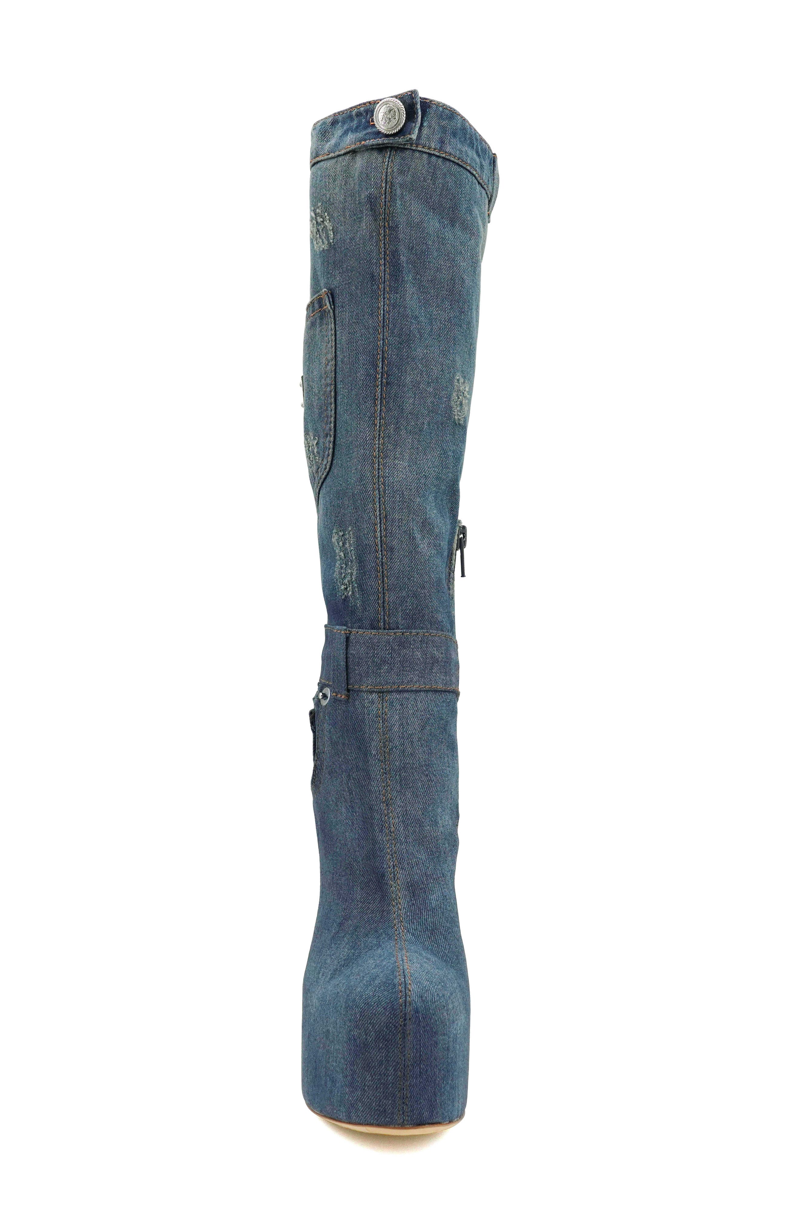 ZIGI Candida Platform Knee High Boot, Alternate, color, Blue Denim