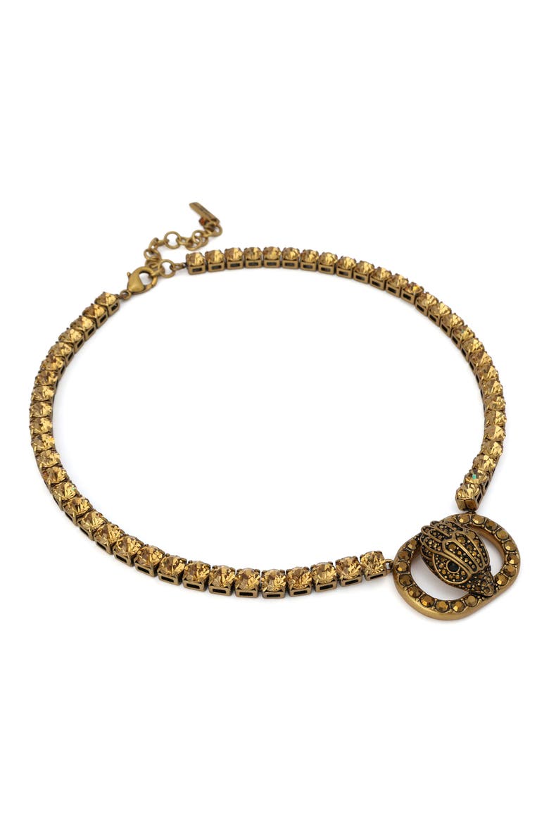Chelsea Eagle Head Tennis Necklace, Alternate, color, BRASS