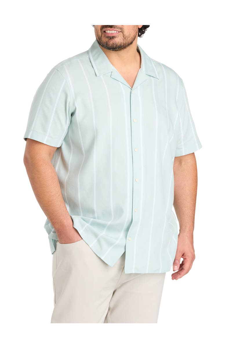 Perry Ellis Big & Tall Textured Stripe Camp Shirt, Main, color, Cloud Blue