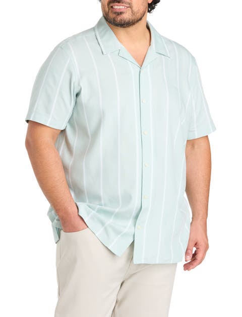 Big & Tall Textured Stripe Camp Shirt