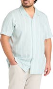 Perry Ellis Big & Tall Textured Stripe Camp Shirt