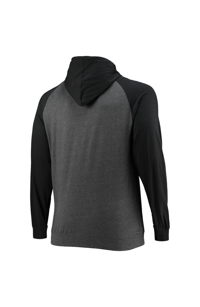 FANATICS Men's Fanatics Branded Black/Heathered Charcoal New Orleans Saints Big & Tall Lightweight Raglan Pullover Hoodie, Alternate, color, 