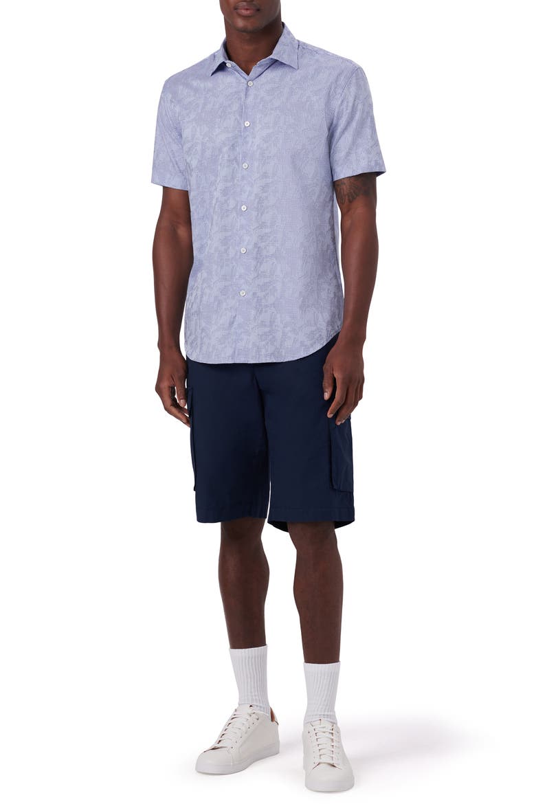 Floral Pincheck Short Sleeve Stretch Cotton Shirt, Alternate, color, AIR BLUE