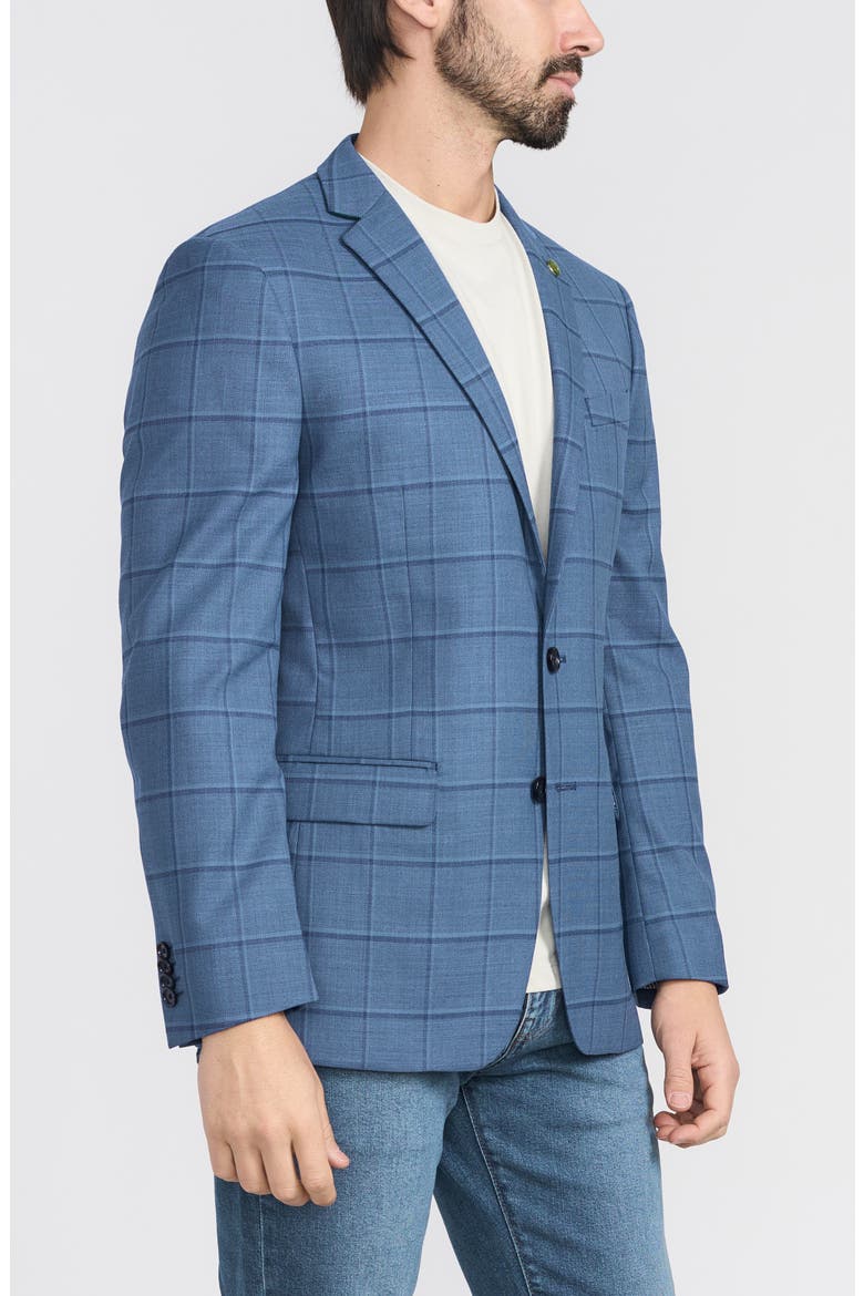 Windowpane Wool Blend Sport Coat, Alternate, color, BLUE
