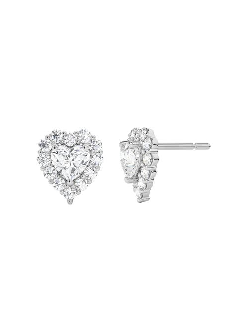 Bliss Diamond 1.30ct Heart Shape Diamond Halo Studs Or Gold Lab Grown In White