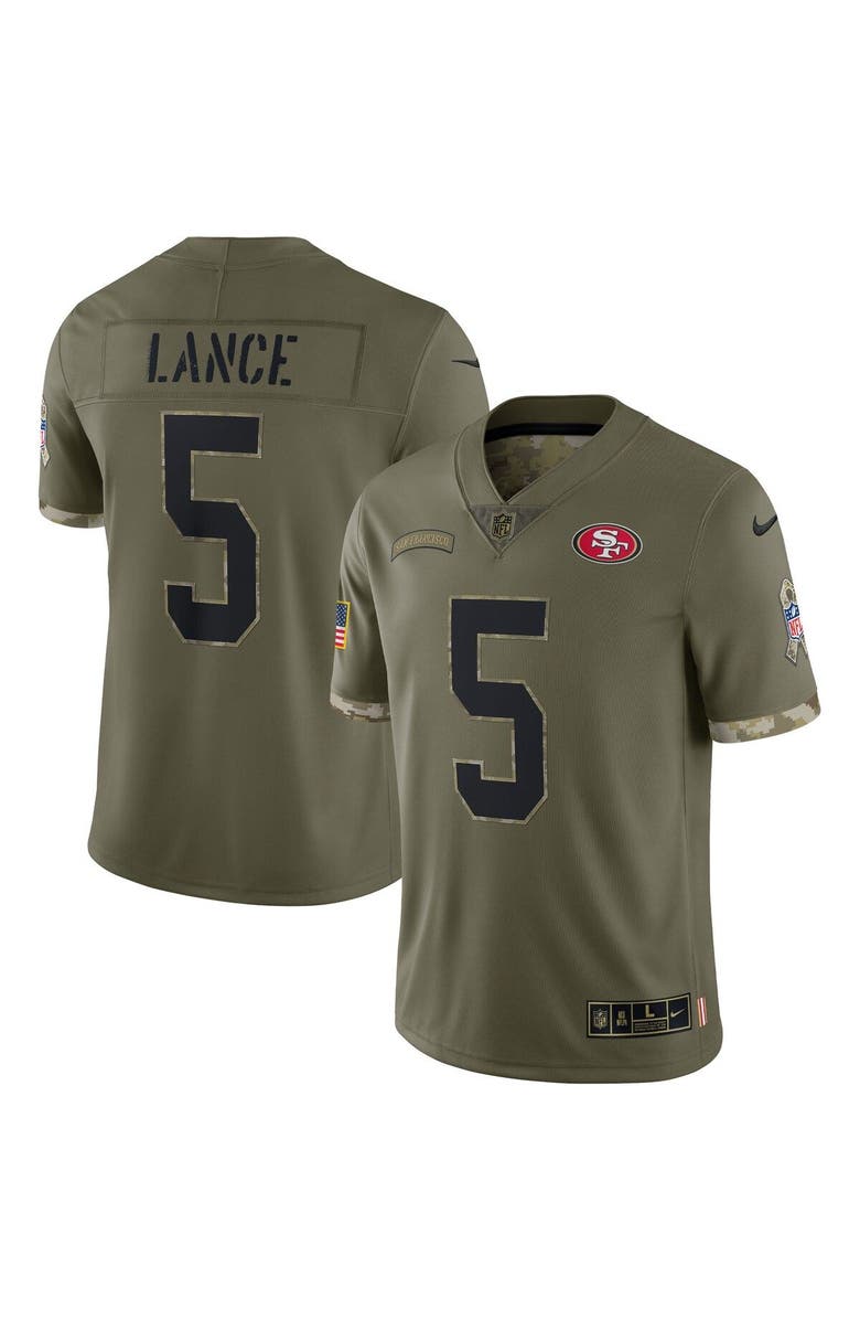 Nike Men's Nike Trey Lance Olive San Francisco 49ers 2022 Salute To Service Limited Jersey, Main, color,
