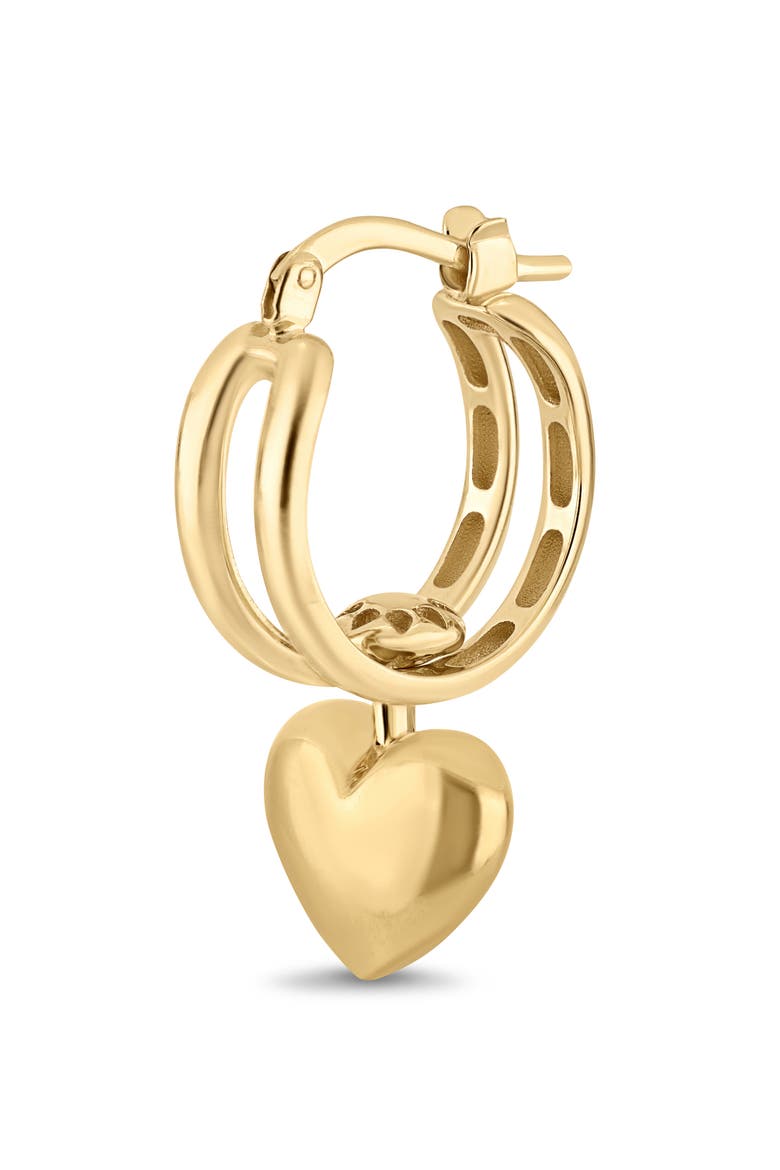14k Gold Heart Charm Hoop Earrings, Alternate, color, 14K YELLOW GOLD