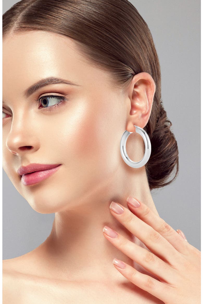 Bold Tube Hoop Earrings, Alternate, color, SILVER