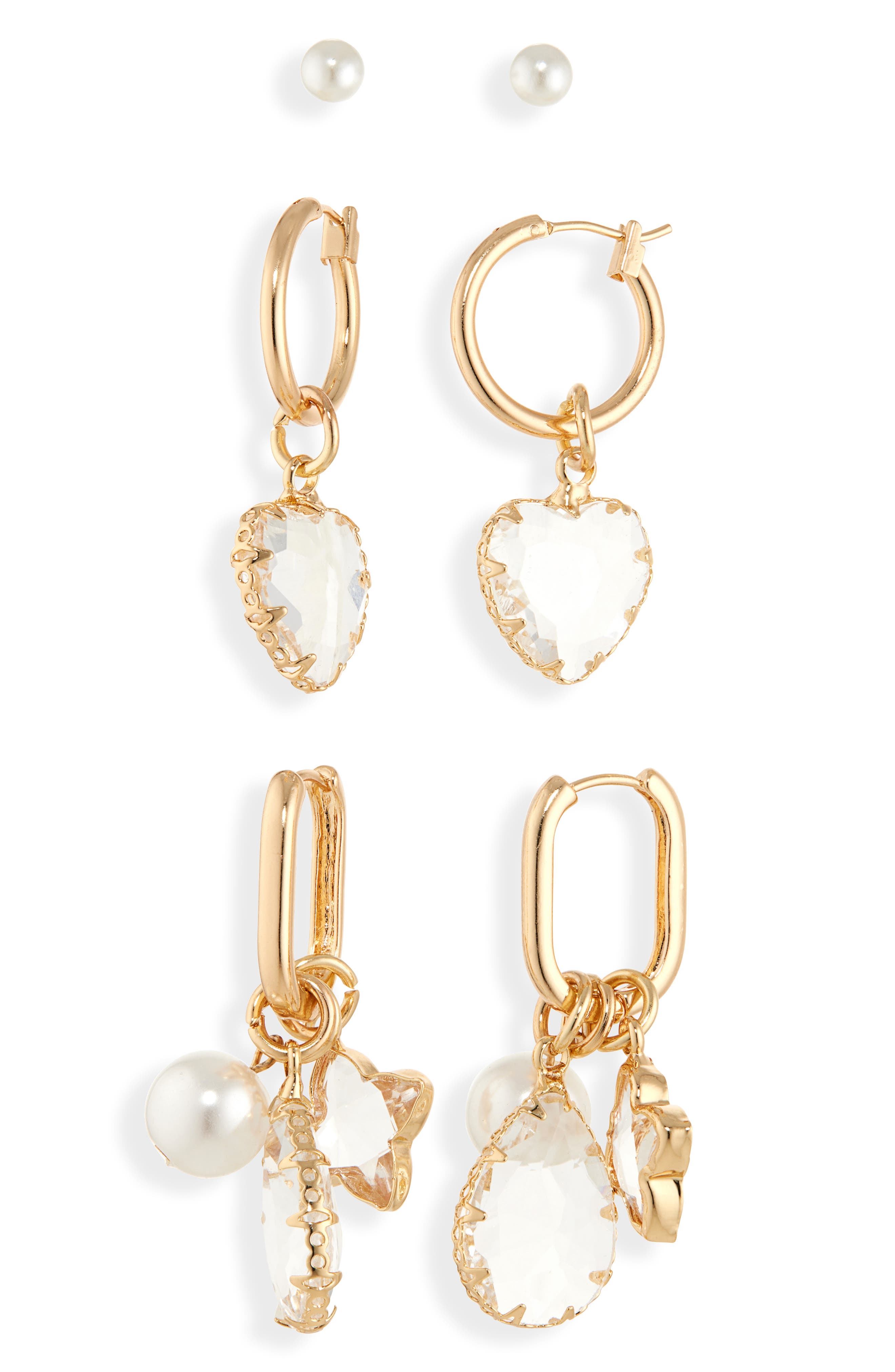 Tasha Set of 3 Mixed Crystal Stud & Drop Earrings Earrings