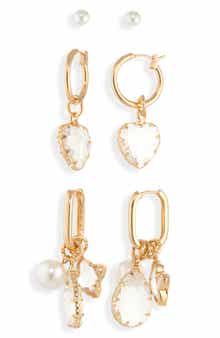 Tasha Set of 3 Mixed Crystal Stud & Drop Earrings Earrings