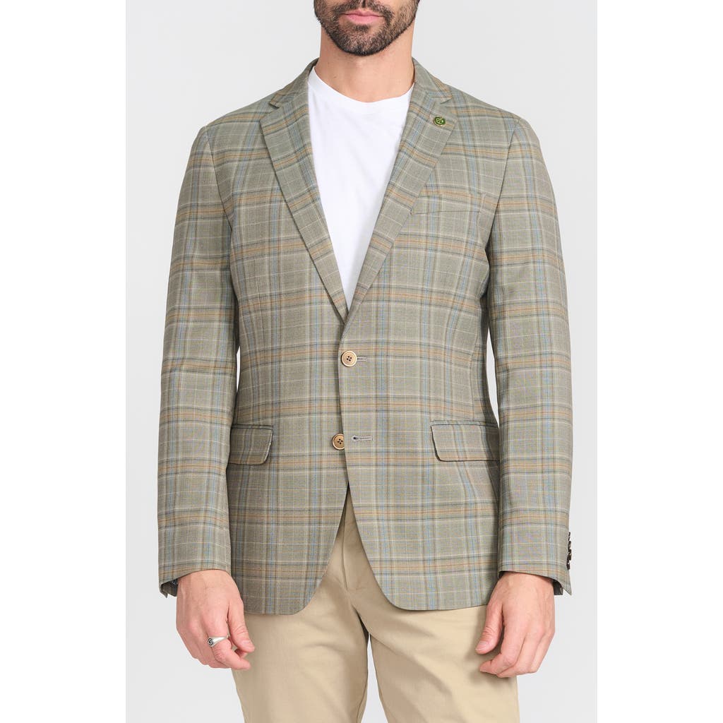 Cricketeer Olive Plaid Wool Blend Blazer In Olive