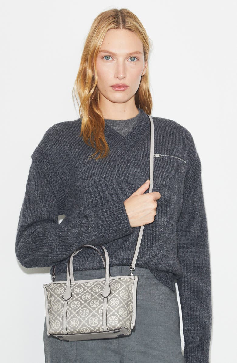 Tory Burch Mini Perry T Monogram Jacquard Tote, Alternate, color,