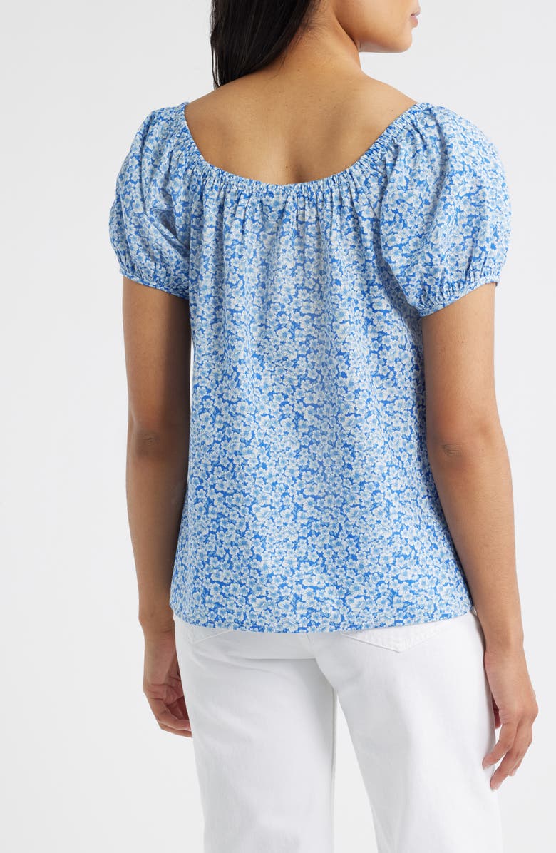 Bobeau Floral Peasant Top, Alternate, color, Blue Floral Combo