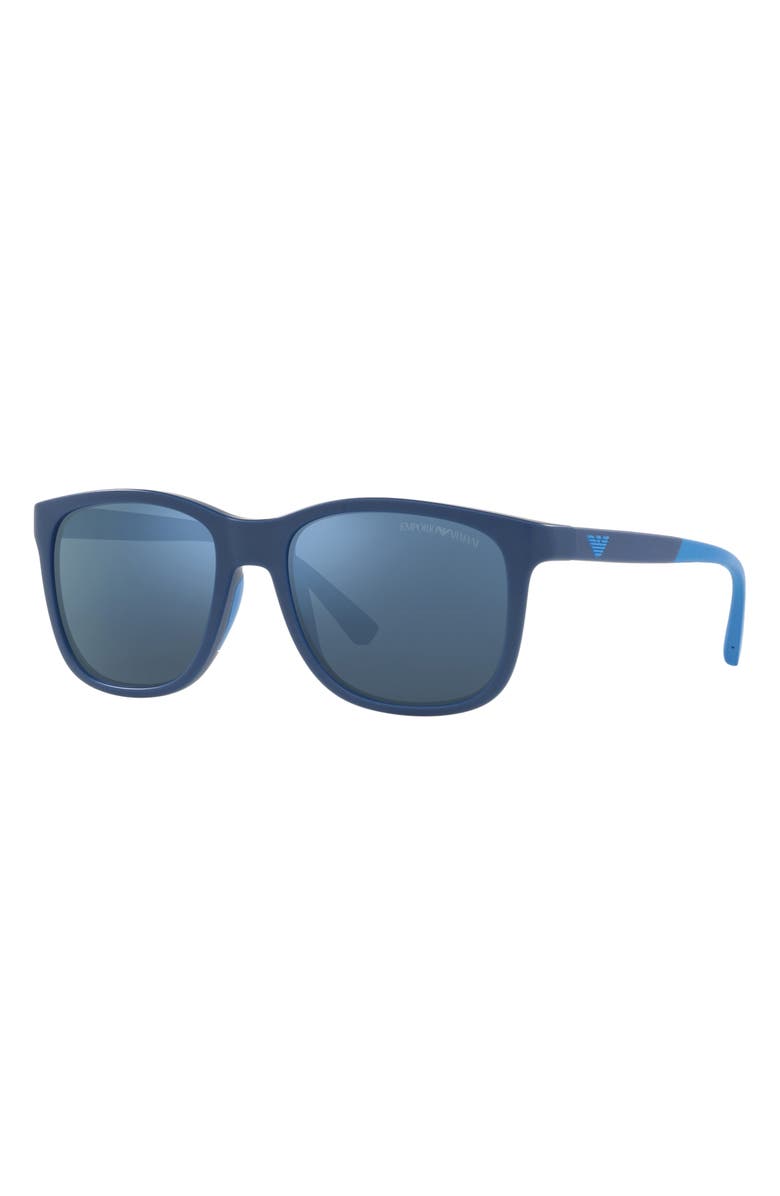 Emporio Armani 49mm Pillow Sunglasses, Alternate, color, Blue / Dark Blue Mirror Blue