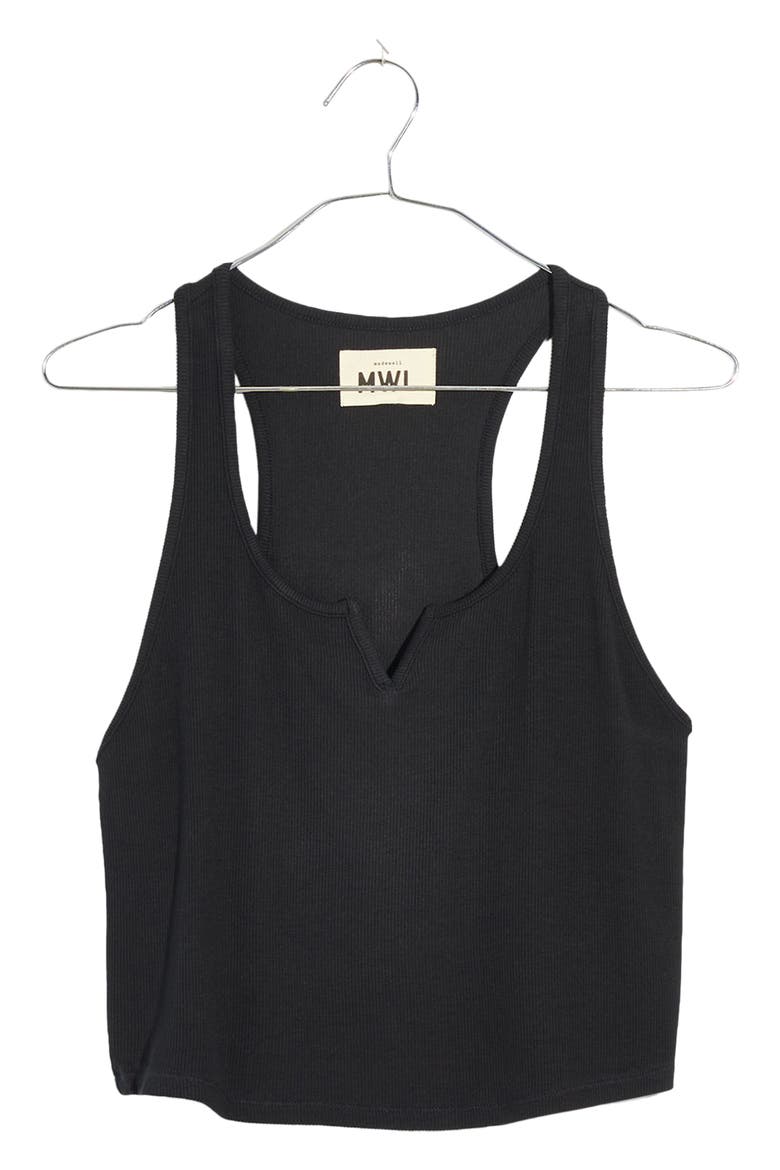 MWL Rib Split Neck Crop Tank, Alternate, color, TRUE BLACK