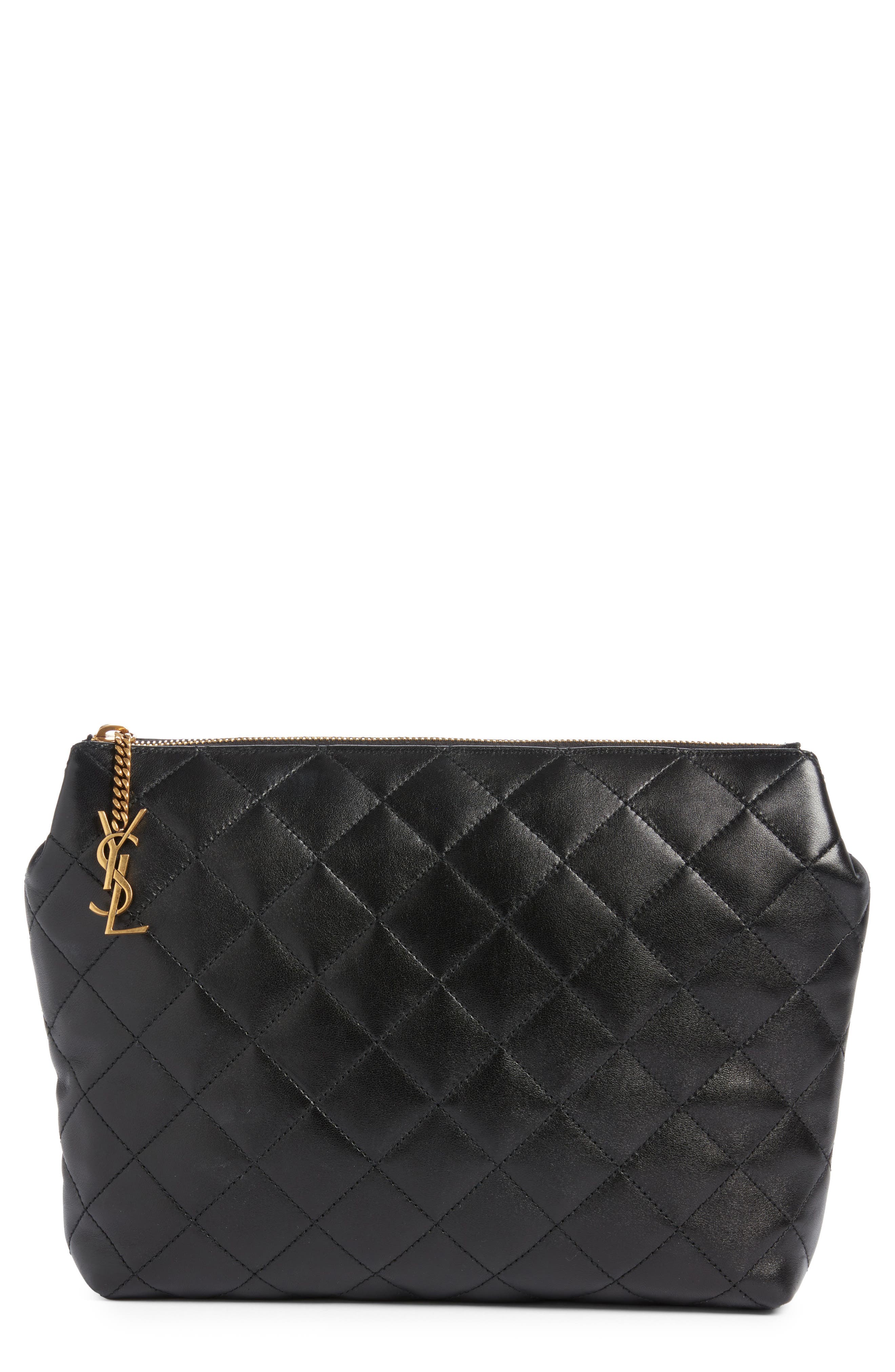 Large Cassandre Leather Cosmetics Bag, Main, color, NOIR