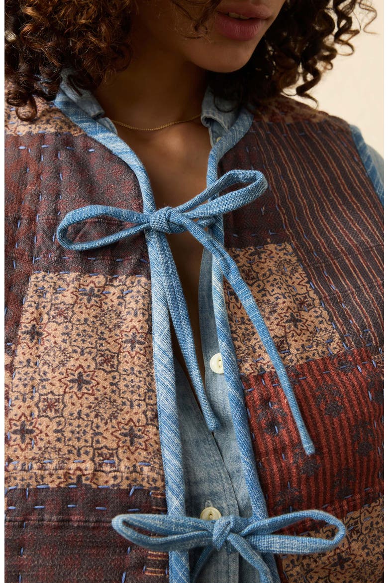 Indigo Quilted Patchwork Vest, Alternate, color, INDRA PATCHWORK