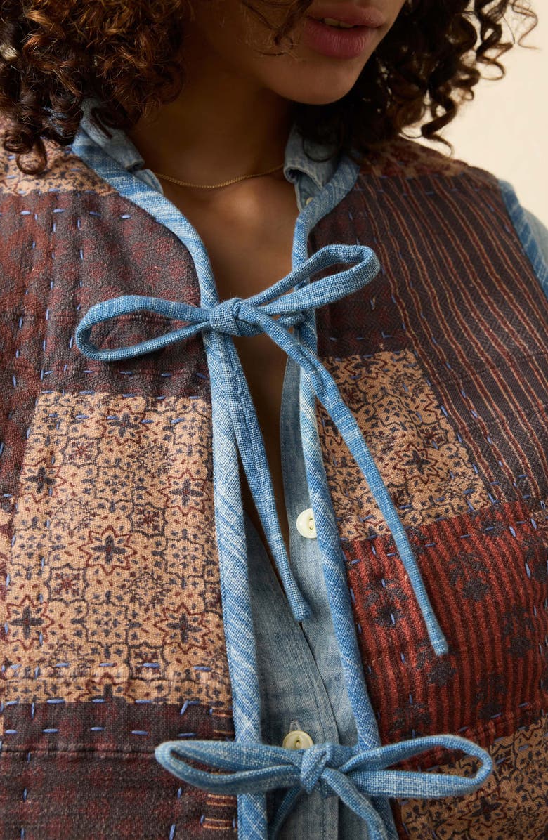 Faherty Indigo Quilted Patchwork Vest, Alternate, color, Indra Patchwork