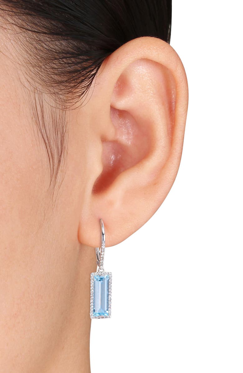 DELMAR Sky Blue Topaz & White Topaz Drop Earrings & Pendant Necklace Set, Alternate, color, Blue