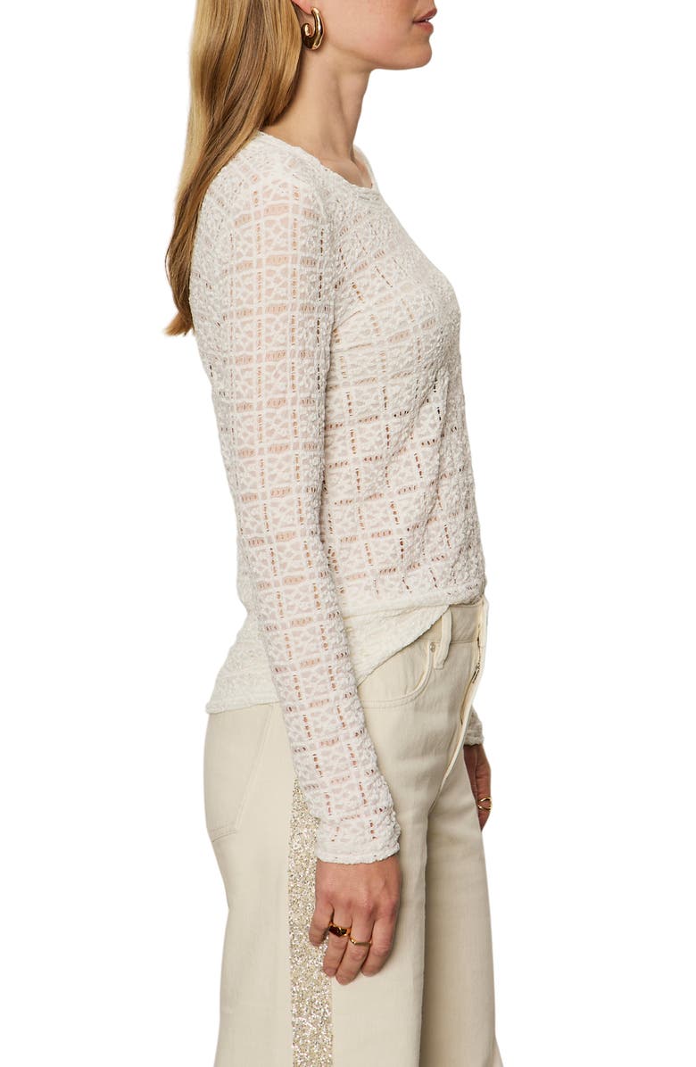 Sanctuary Perfect Long Sleeve Puckered Lace T-Shirt, Alternate, color, Chalk White