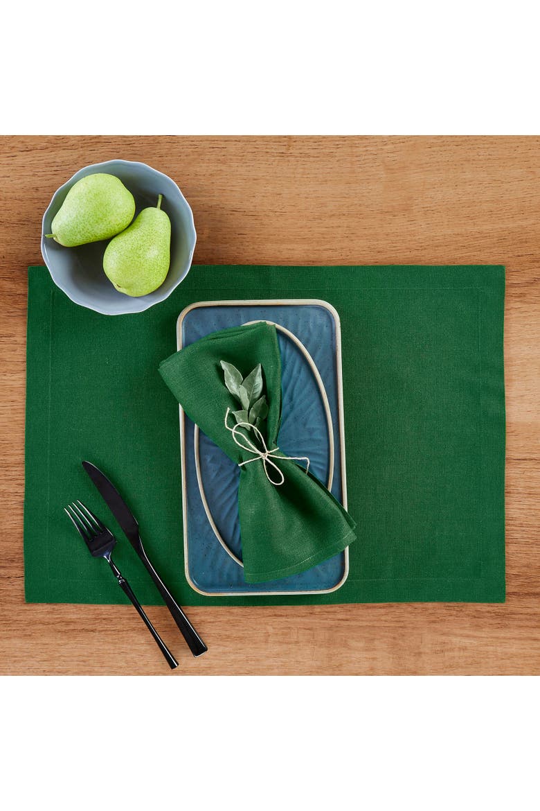 Linen Dinner Napkins Set of 4, 20 x 20" - Fete, Alternate, color, Pine Green