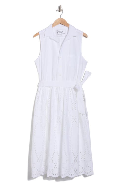 Embroidered Eyelet Sleeveless Cotton Shirtdress