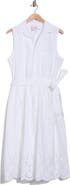 Frank & Eileen Embroidered Eyelet Sleeveless Cotton Shirtdress
