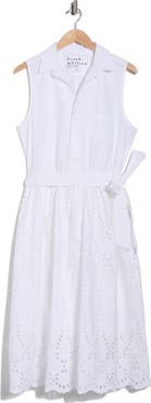 Frank & Eileen Embroidered Eyelet Sleeveless Cotton Shirtdress