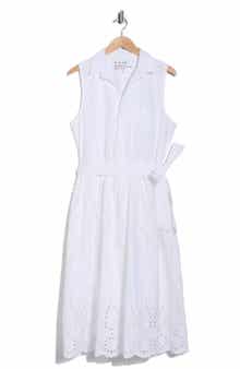 Frank & Eileen Embroidered Eyelet Sleeveless Cotton Shirtdress