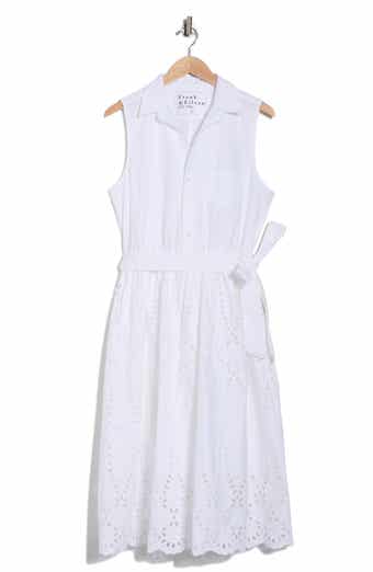 Frank & Eileen Embroidered Eyelet Sleeveless Cotton Shirtdress