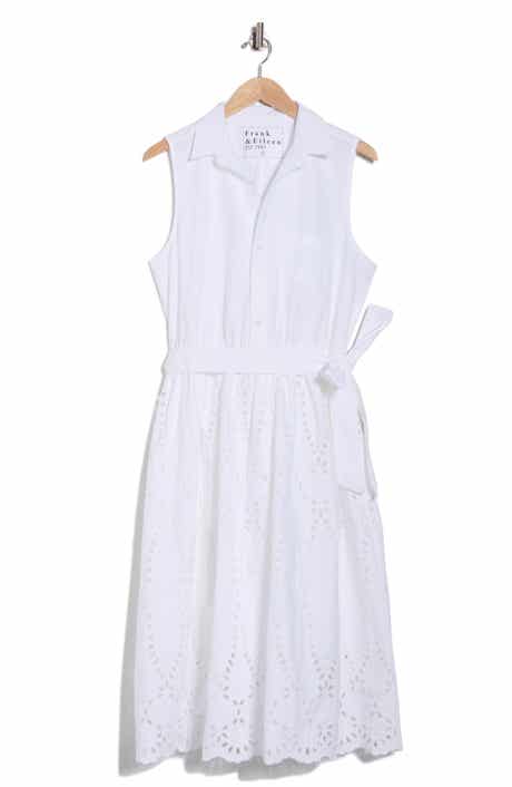 Frank & Eileen Embroidered Eyelet Sleeveless Cotton Shirtdress