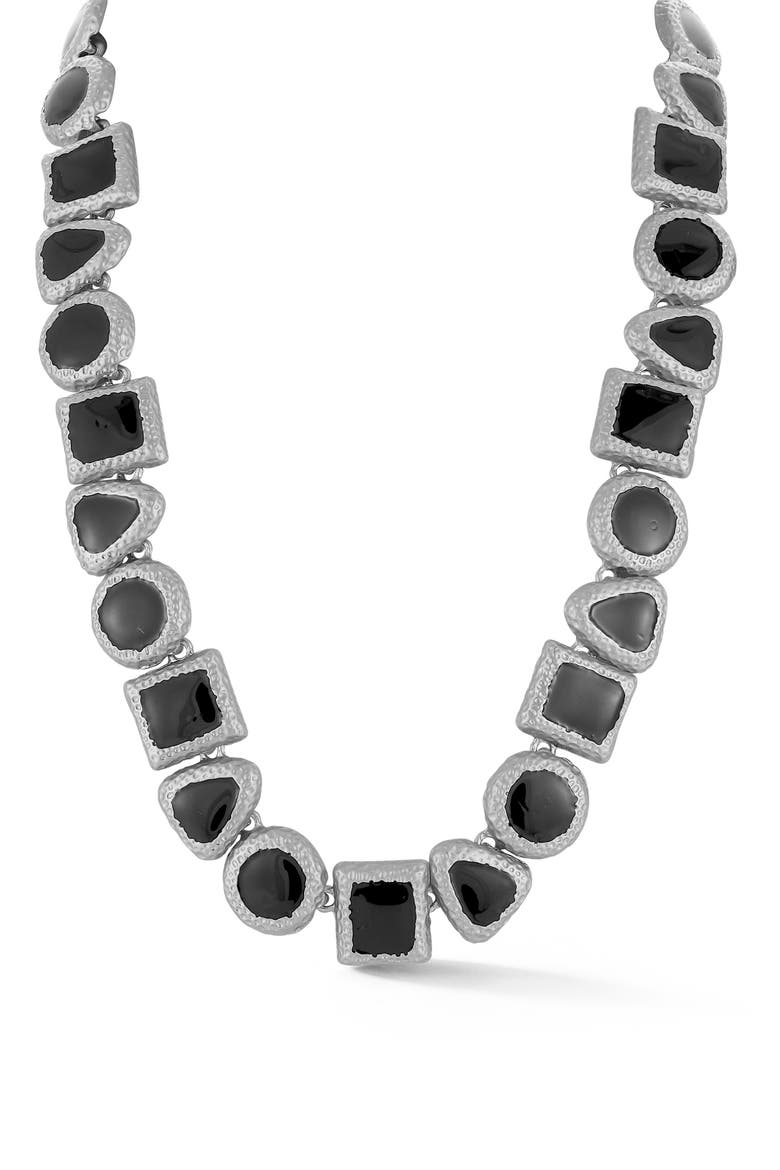 Enamel Geometric Link Necklace, Main, color, SILVER