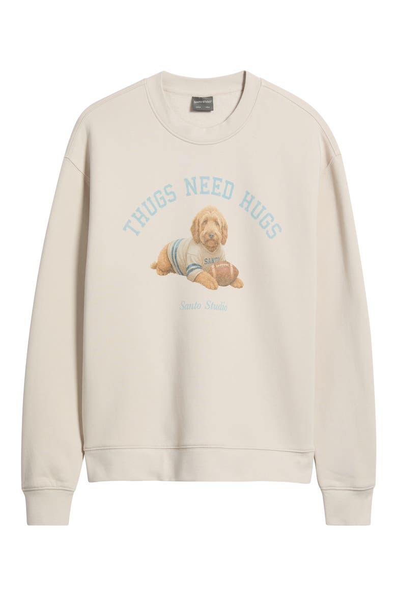 Thugs Need Hugs Football Graphic Sweatshirt, Alternate, color, IVORY