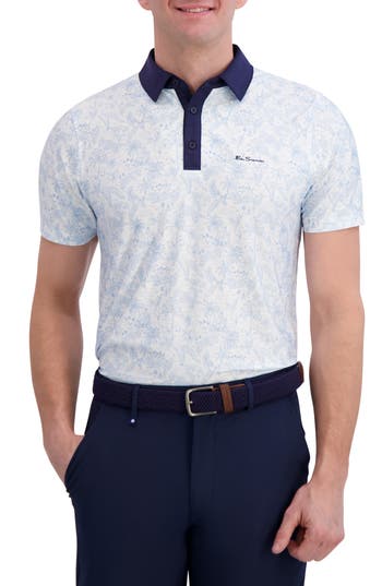Ben Sherman Island Hopping Tech Jersey Golf Polo In Blue