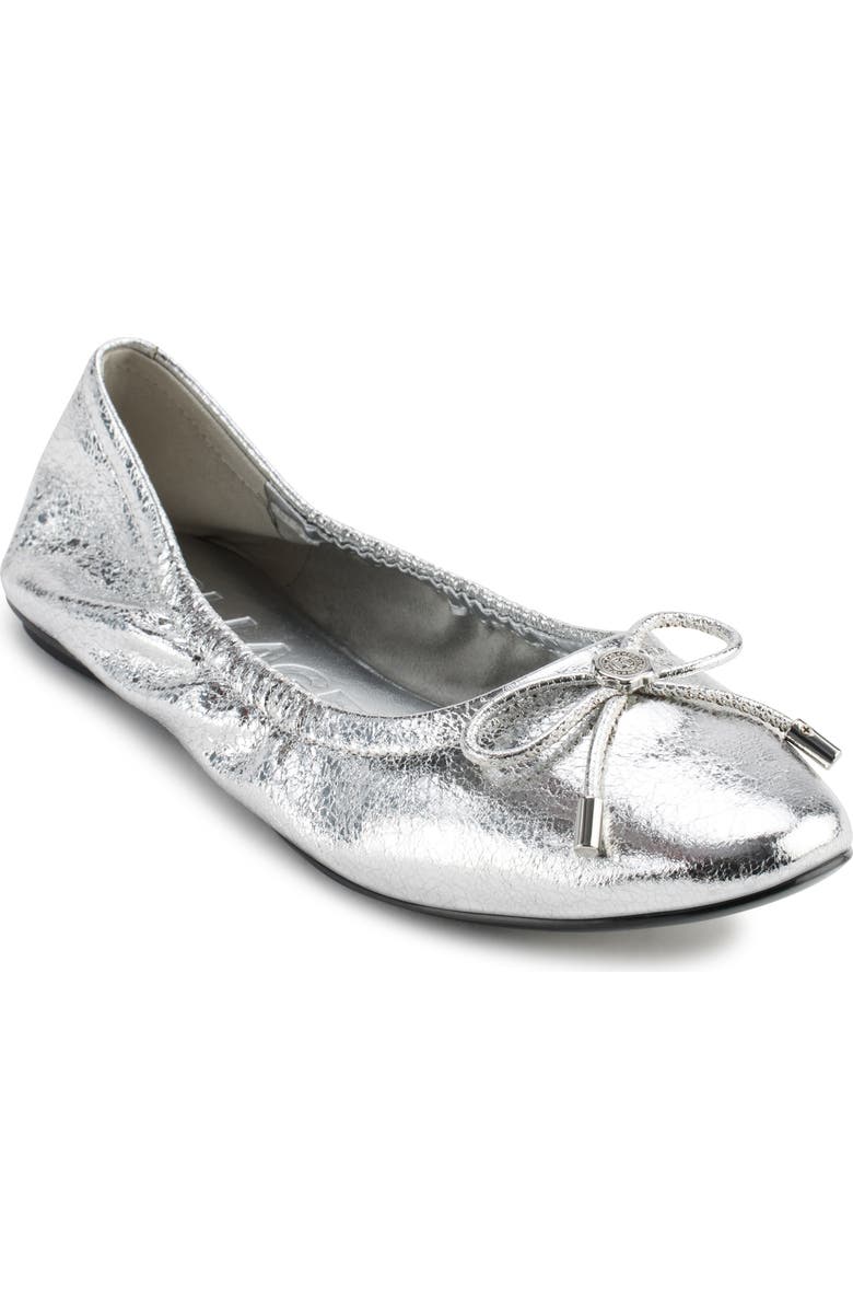 KARL LAGERFELD PARIS Velma Metallic Ballet Flat, Main, color, Silver