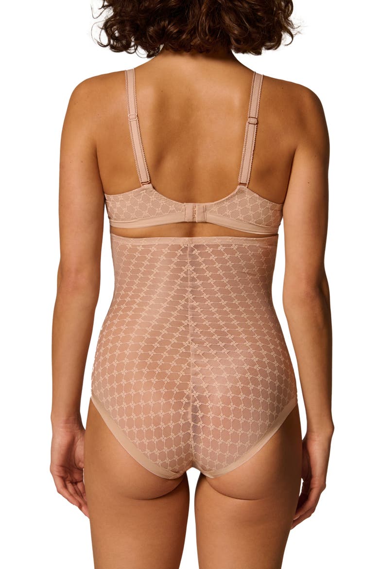 Plume Embroidered High Waist Shaping Briefs, Alternate, color, PEAU ROSE