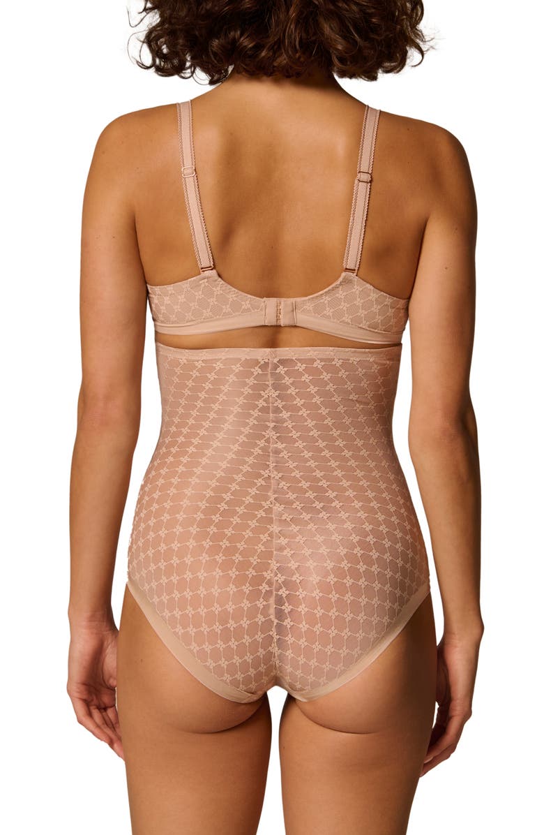 Simone Perele Plume Embroidered High Waist Shaping Briefs, Alternate, color, Peau Rose