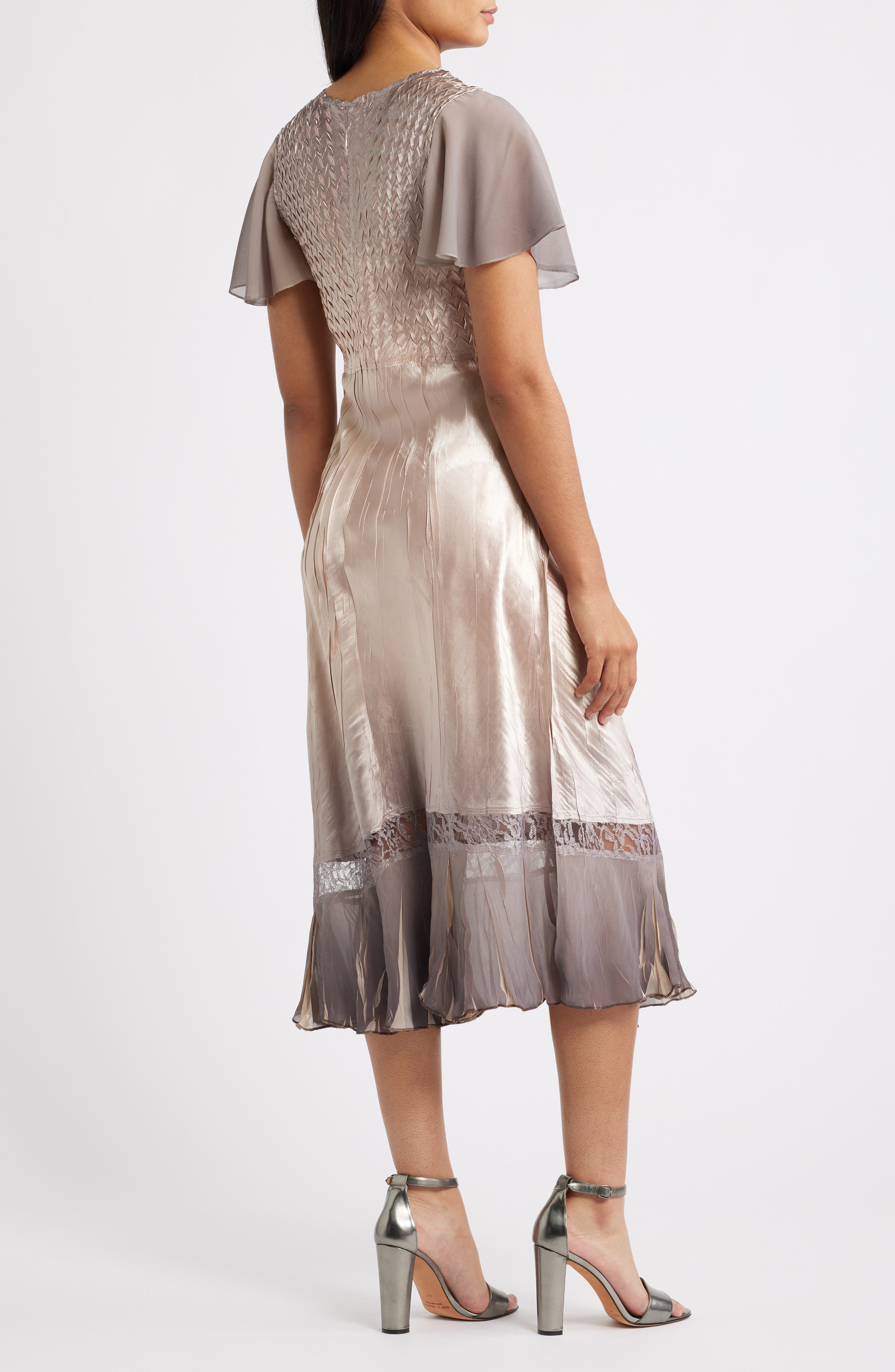 Tiered Charmeuse & Chiffon Cocktail Dress - image 2