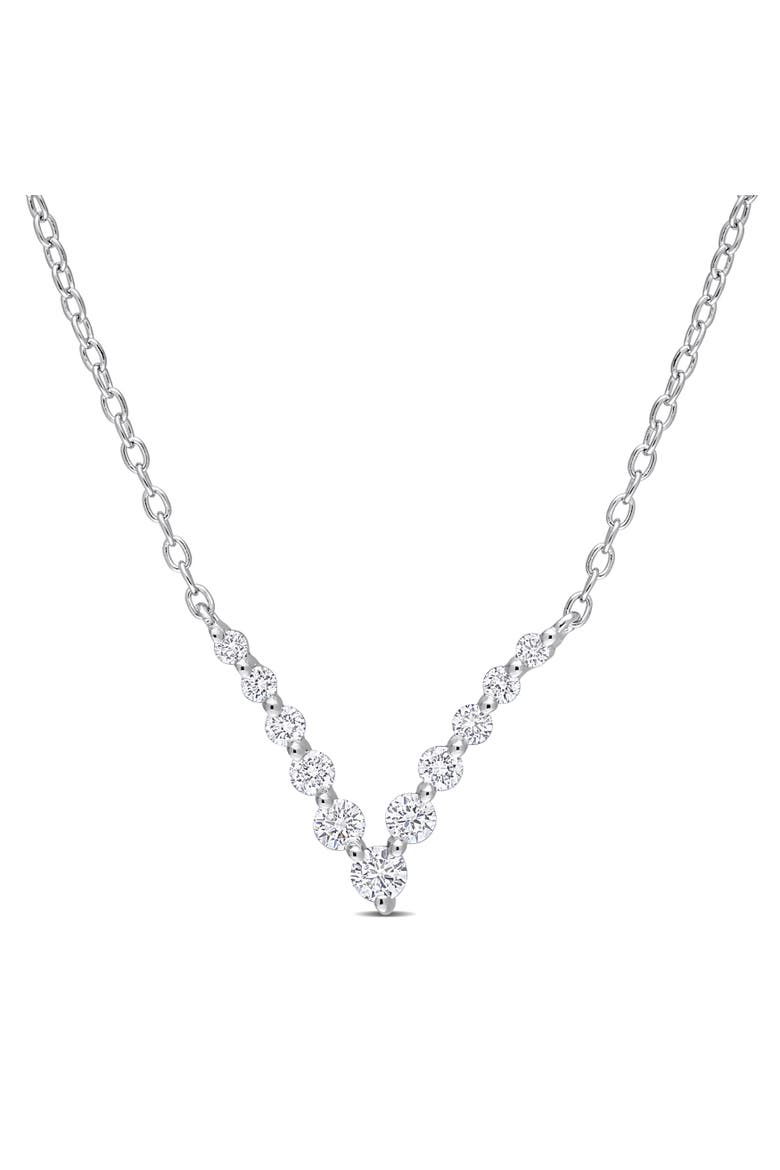 Lab-Grown Diamond Graduated V Necklace, Main, color, Sterling silver