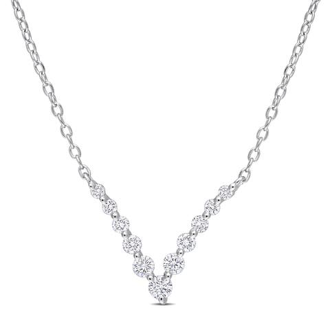 Lab-Grown Diamond Graduated V Necklace