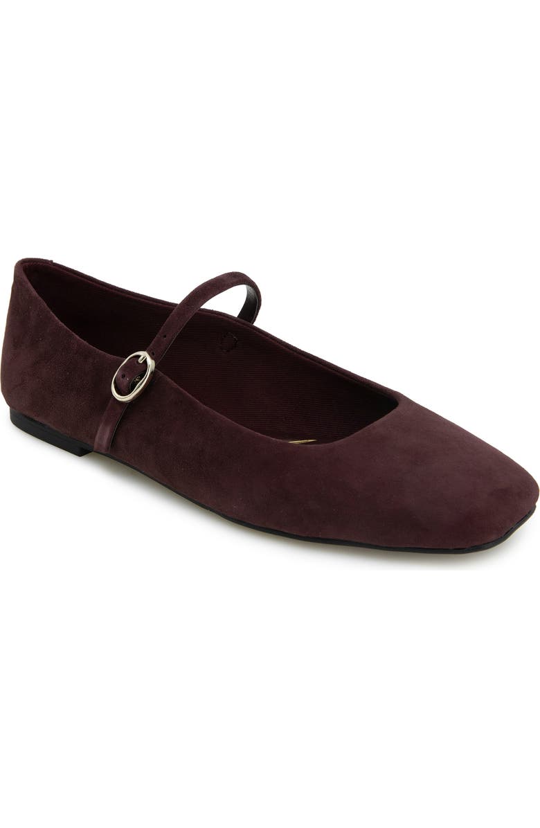 Kenneth Cole Jasper Mary Jane Flat, Main, color, Burgundy Suede