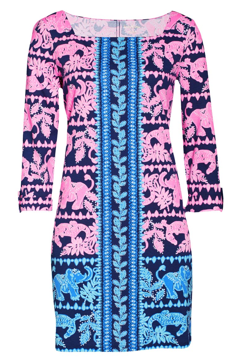 Bailee Print Floral Shift Dress, Alternate, color, HI TIDE NVY PERF PAIR ENG DRS