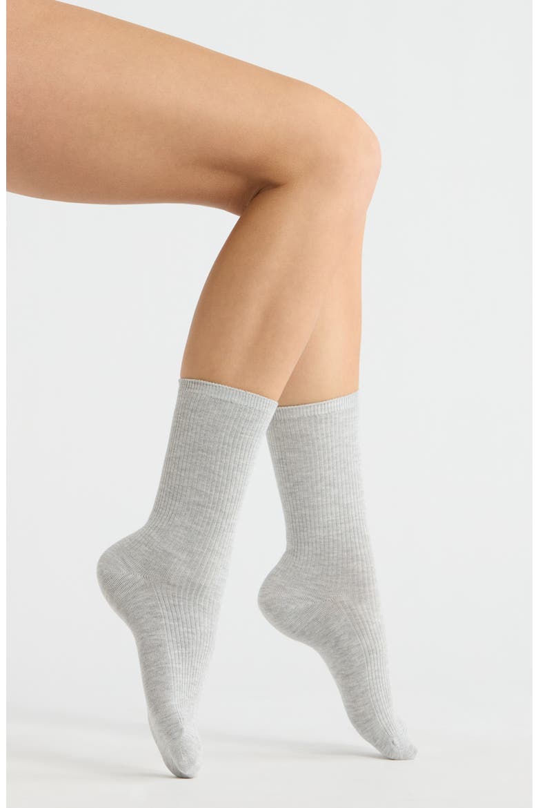 Everyday Rib Crew Socks, Main, color, GREY HEATHER