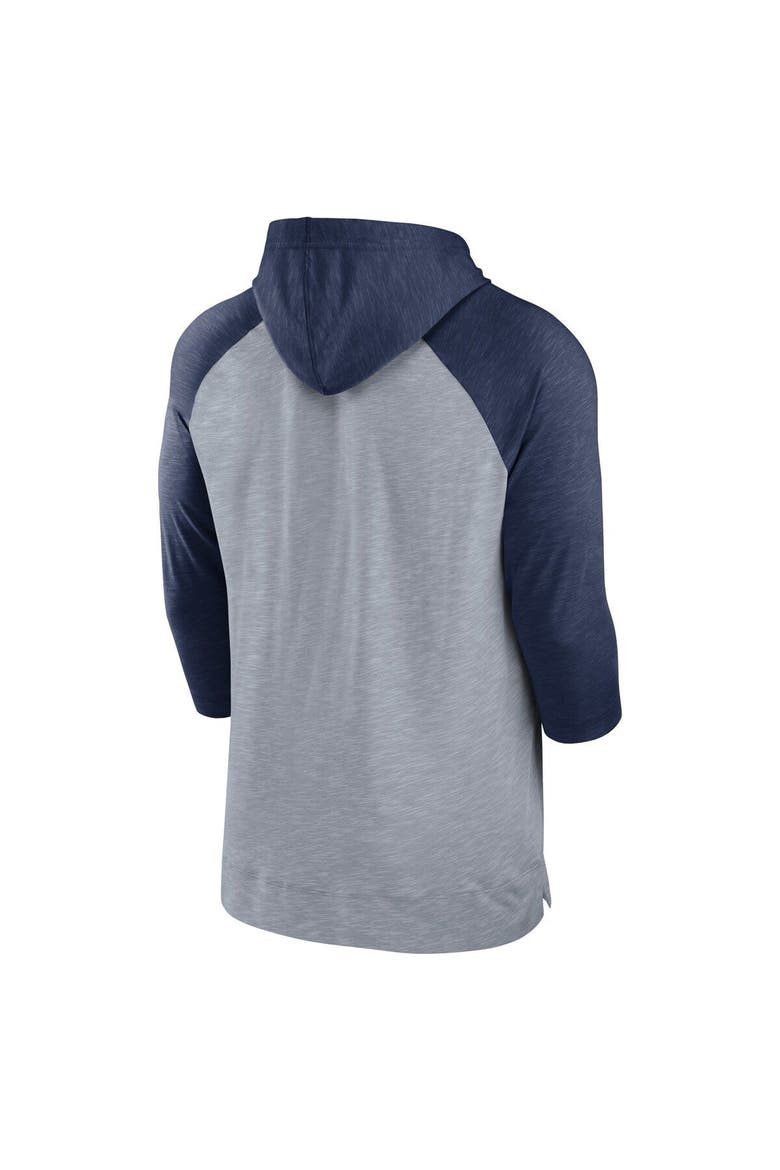 Men's Nike Heather Gray/Heather Navy Washington Nationals Baseball Raglan 3/4-Sleeve Pullover Hoodie, Alternate, color, Heather Gray