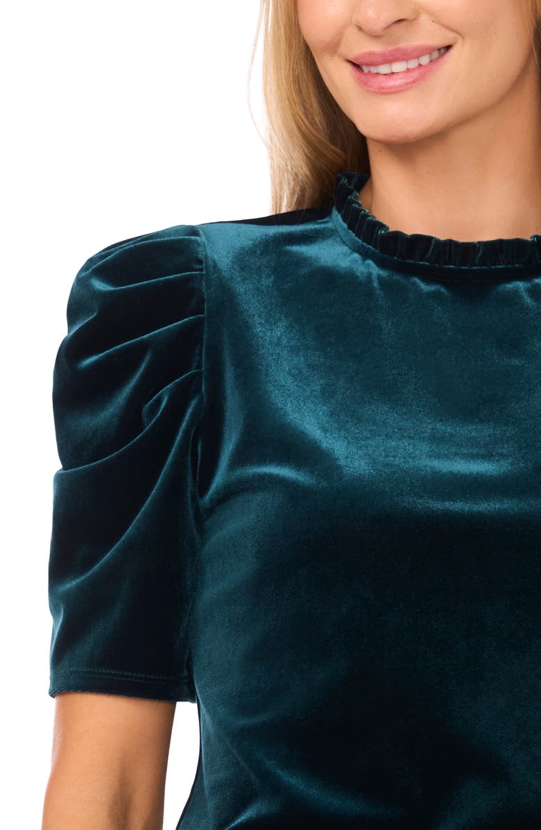 CeCe Ruffle Puff Sleeve Velvet Top, Alternate, color,