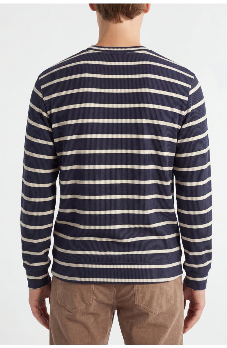 Solomon & Sage Men's Classic Stripe Ribbed Sweatshirt, Alternate, color, Navy/Cream